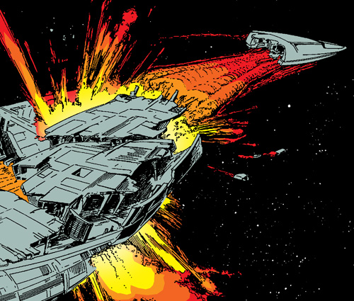 S.S. Atlas destroyed by Romulans (FASA 2203A, 2nd Ed.; Original B&W Image)